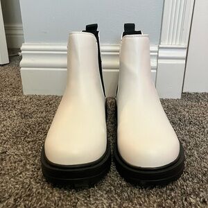 Soda White Chelsea Style Ankle Boots